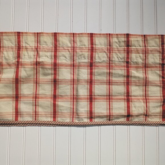 WAVERLY Curtain Valance Pantry Plaid Red Cream Country 59.5 inch Primitive Vtg - Picture 6 of 8